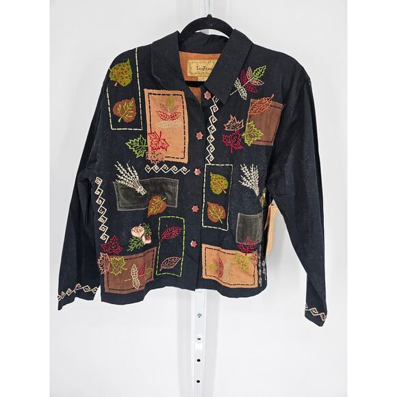 Tantrums Multicolored Floral Embroidered Sequin Vintage Denim Jacket Size M - Picture 1 of 5